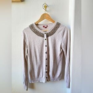 Merona Light Tan Cardigan with Embellished Collar